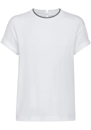 Brunello Cucinelli contrast-trim T-shirt - White