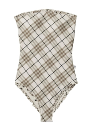 Burberry checked swimsuit - Neutrals