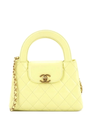 CHANEL Pre-Owned Kelly Top Handle Shopping Bag Quilted Shiny Aged Calfskin Mini satchel - Yellow