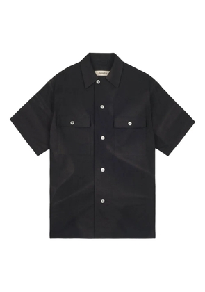 JiyongKim Sun-bleached tailored-collar half-sleeves shirt - Black