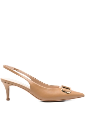 TWINSET 75mm slingback leather pumps - Brown