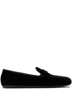 Prada triangle-logo velvet loafers - Black