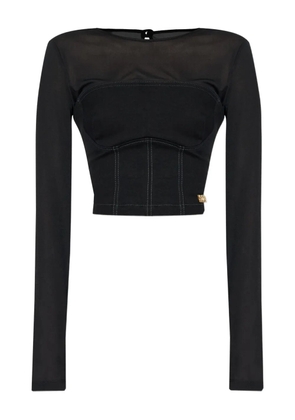 Versace Jeans Couture mesh-panel corset top - Black