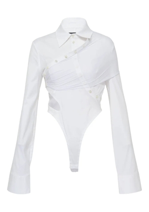 GRACE ELWOOD cut-out shirt bodysuit - White