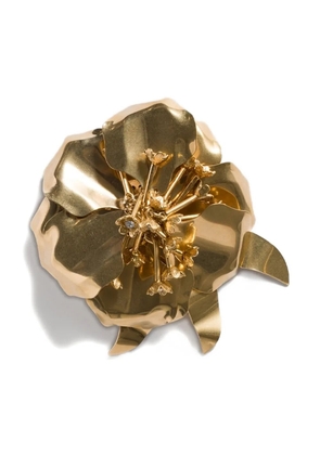 Miu Miu flower-motif brooch - Gold