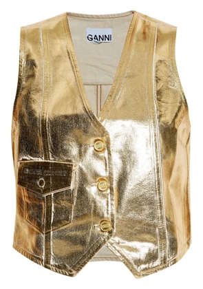 GANNI metallic organic cotton vest - Gold