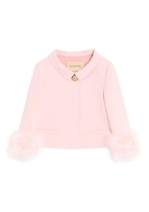 Valentino Garavani button-embellished feather-trim jacket - Pink