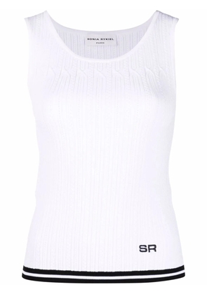 Sonia Rykiel logo-embroidered pointelle-knit tank top - White