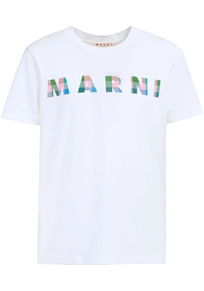 Marni gingham logo-print cotton T-shirt - White