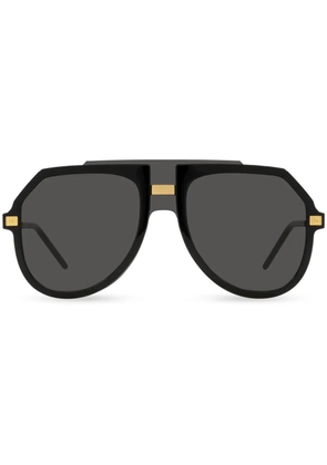 Dolce & Gabbana Eyewear logo-engraved oversize-frame sunglasses - Black