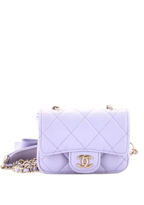 CHANEL Pre-Owned Bow Strap Classic Flap Clutch with Chain Quilted Lambskin Mini shoulder bag - Purple