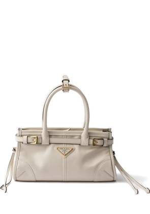 Prada mini Bonnie leather tote bag - Neutrals