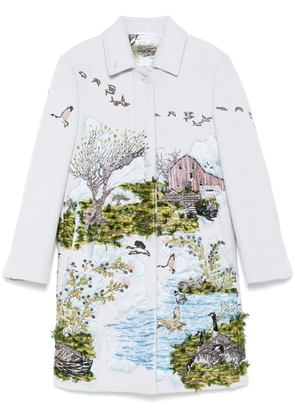 Thom Browne bal-collar scenic-appliqué coat - Blue
