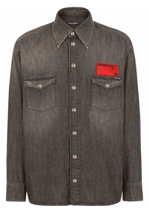 Dolce & Gabbana logo-patch denim shirt - Grey
