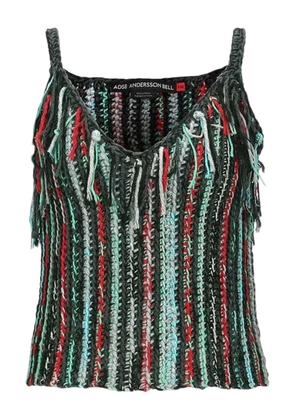 Andersson Bell fringed knitted V-neck tank top - Green