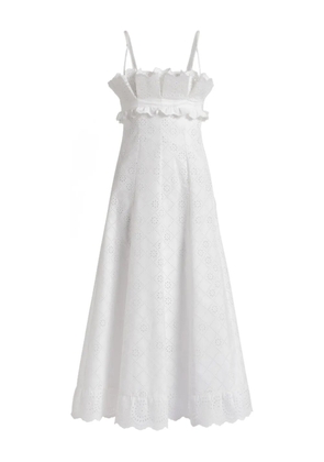 Alberta Ferretti ruffled eyelet dress - White