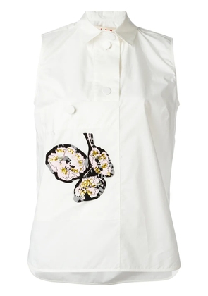 Marni sleeveless appliqué shirt - White