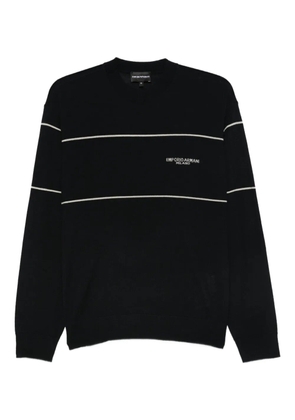 Emporio Armani stripe-detail wool sweater - Blue