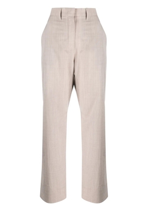 FENDI mélange-effect straight-leg wool trousers - Neutrals