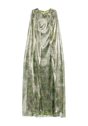 MIAU by Clara Rotescu floral-print metallic dress - Green