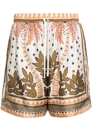 AMIRI Palm Tree silk shorts - Brown