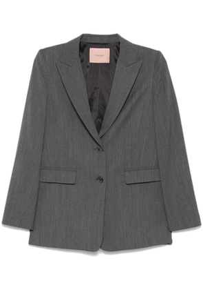 TWINSET logo-plaque blazer - Grey