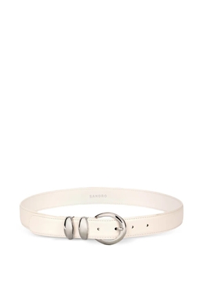 SANDRO smooth leather metal buckle belt - Neutrals