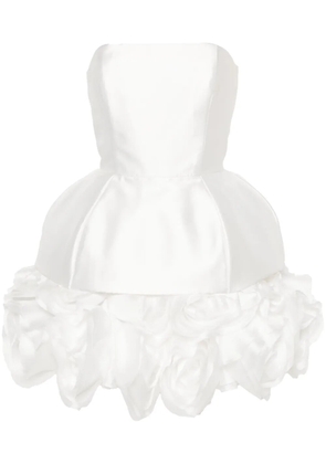 Ana Radu floral-appliqué strapless minidress - White