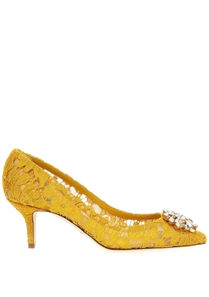 Dolce & Gabbana Rainbow Lace 60mm brooch-detail pumps - Yellow