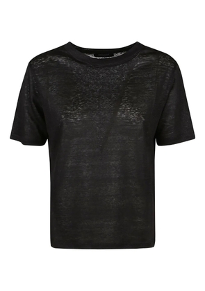 Aragona linen crew-neck T-shirt - Black