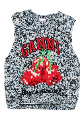 GANNI patterned knitted vest - Blue