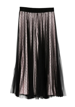 STYLAND pleated polka-dot tulle midi skirt - Black
