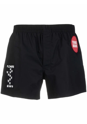 Raf Simons patch-detail slip-on swim shorts - Black