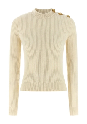 Balmain ribbed coin- button sweater - Neutrals