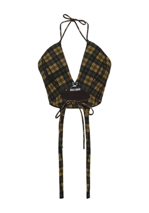 GRACE ELWOOD checked halterneck top - Black