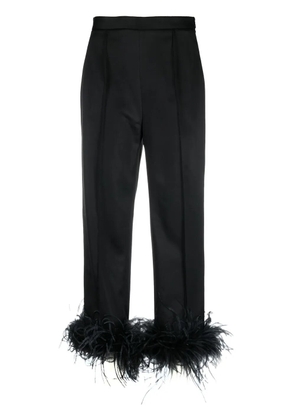STYLAND feather-trim cropped trousers - Black