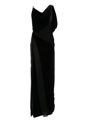 Coperni logo-plaque panelled maxi dress - Black