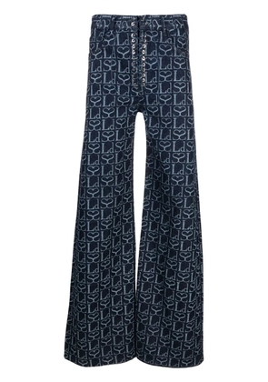 Ludovic de Saint Sernin monogram-print lace-up jeans - Blue