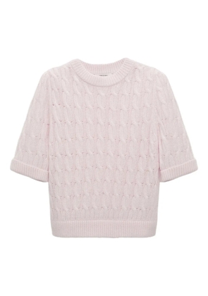 Dorothee Schumacher cable-knit short-sleeve sweater - Pink