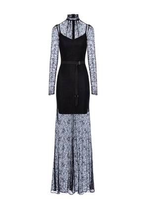 Murmur Mist lace long-sleeve maxi dress - Black
