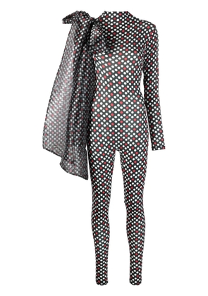 Atu Body Couture bow-detail polka-dot jumpsuit - Black