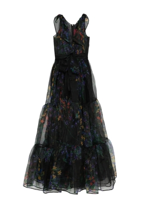 MIAU by Clara Rotescu Isla floral tiered maxi dress - Black