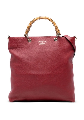 Gucci Pre-Owned 2016-2025 Tall Leather Bamboo Shopper Tote satchel - Red