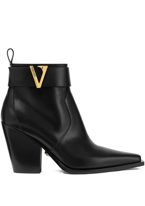Versace leather V-buckle boots - Black