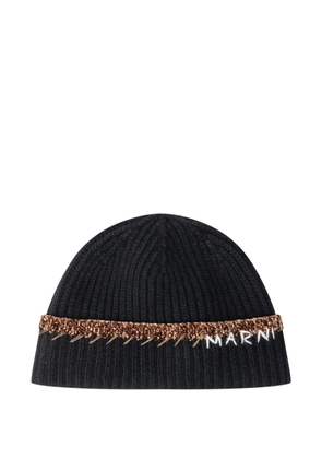 Marni ribbed trim beanie - Black