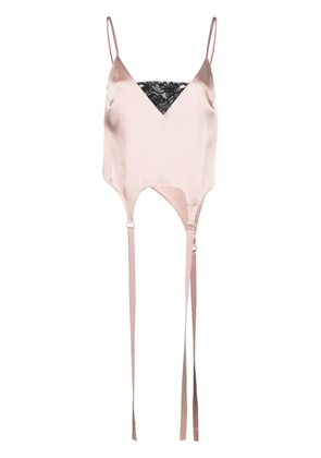 Ssheena lace-panel satin camisole top - Neutrals