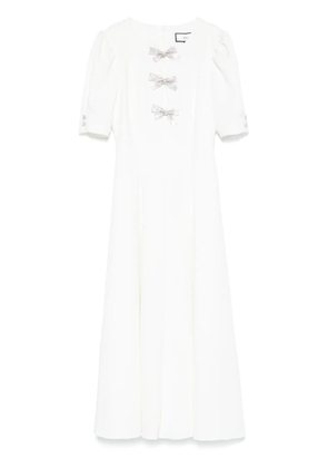 NISSA crystal-bow crepe midi dress - White