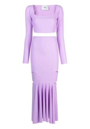 Atu Body Couture cut-out pleated top and skirt set - Purple