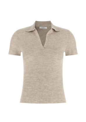 Max Mara Mxmalbero ribbed V-neck polo shirt - Neutrals