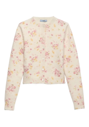 Prada floral-pattern cardigan - Neutrals